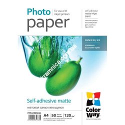 Фотобумага самоклеющаяся А4, 120г/м, матовая, 50л (PMS1208050A4) ColorWay