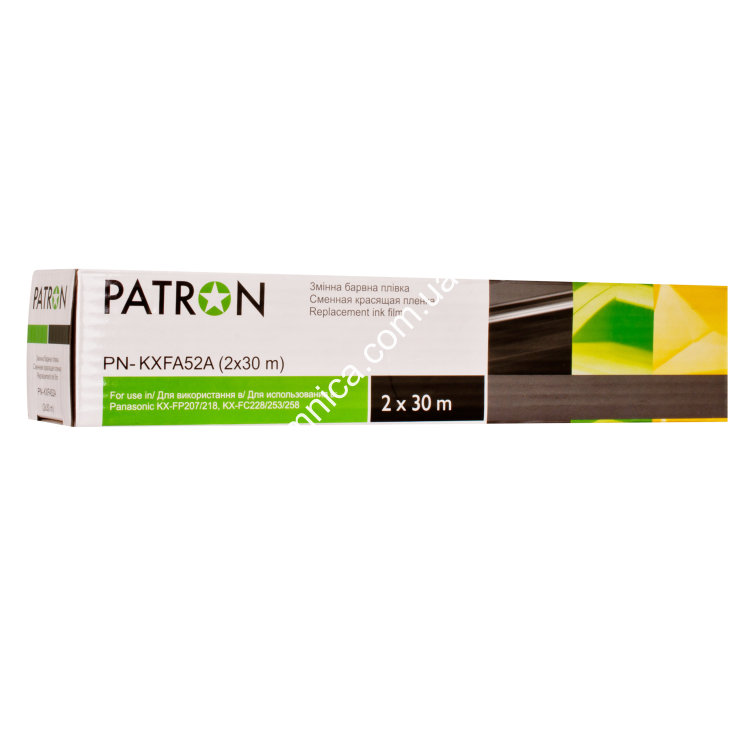 Термопленка для Panasonic KX-FA52A 2шт x 30м (KXFA52A-PN) Patron Термопленка для Panasonic KX-FA52A 2шт x 30м (KXFA52A-PN) Patron Краткое описание термопленки:
Наименование термопленки: Термопленка для Panasonic KX-FA52A 2шт x 30м (KXFA52A-PN) Patron
Код термопленки: KXFA52A-PN
Производитель термопленки: Patron
Термопленка для: Panasonic KX FP207/218/ KX FC258/253RU
