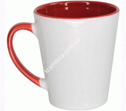 Чашка керамическая для сублимации конусной формы (Красная), 350мл