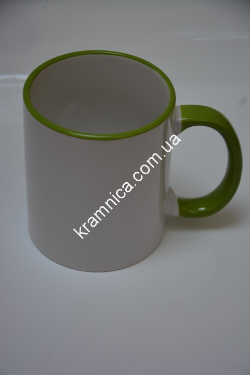 Чашка керамическая для сублимации с цветным ободком и ручкой, 330 мл, серия BEST
