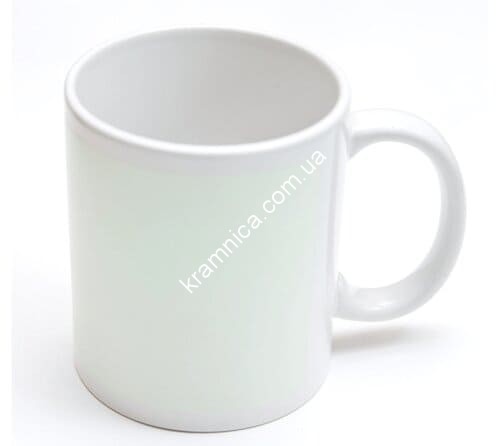 Чашка керамическая для сублимации белая с окном для флуоресцентного покрытия, 330мл