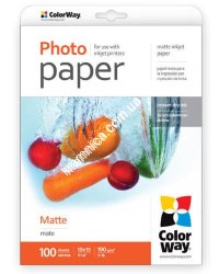 Фотобумага 10х15, 190г/м, матовая, 100л (PM1901004R) ColorWay