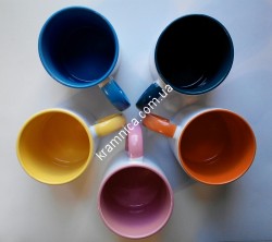 Чашка керамическая для сублимации цветная внутри и ручка, 425мл, серия BEST