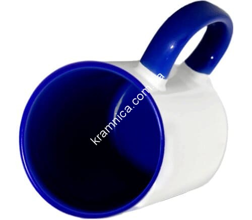 Чашка керамическая для сублимации с цветной внутренней частью (Тёмно-Синяя), 330мл