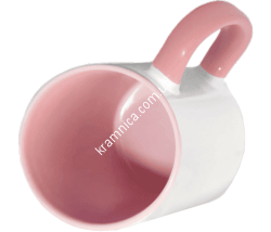 Чашка керамическая для сублимации с цветной внутренней частью (Розовая), 330мл