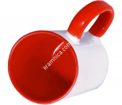Чашка керамическая для сублимации с цветной внутренней частью (Красная), 330мл