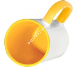 Чашка керамическая для сублимации с цветной внутренней частью (Жёлтая), 330мл