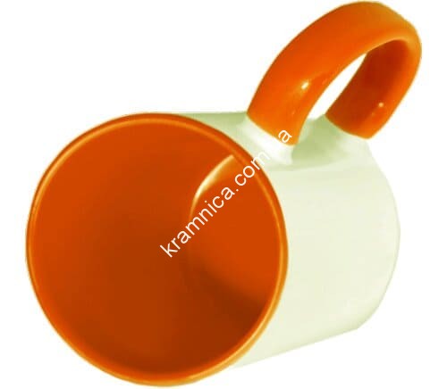 Чашка керамическая для сублимации с цветной внутренней частью (Оранжевая), 330мл