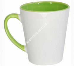 Чашка керамическая для сублимации конусной формы (Зелёная), 350мл