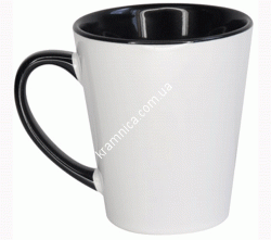 Чашка керамическая для сублимации конусной формы (Чёрная), 350мл