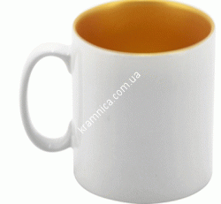 Чашка керамическая для сублимации белая c золотой внутренней поверхностью, 330мл