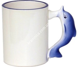 Чашка  для сублимации декоративная с ручкой "Дельфин", 400мл