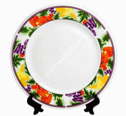 Тарелка для сублимации белая с клубничным орнаментом, 200мм